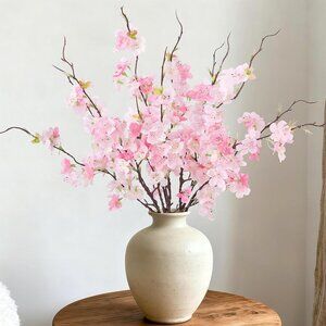 Pink 22.83 Inch 12-Pcs Blossom Branches Artificial Flowers Vases Home Decor